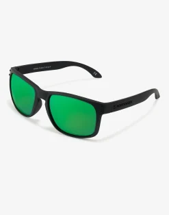 BOLD MATTE BLACK - GREEN POLARIZED>Hawkers Discount